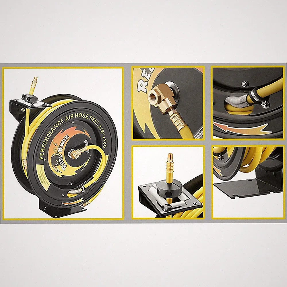 3/8 300 PSI Retractable 100' Ft Air Hose Reel Professional Industrial Grade