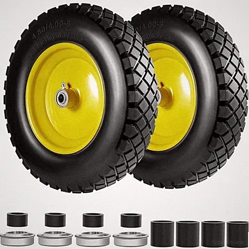 4.80/4.00-8" Tire and Wheel Flat Free 16", Solid Wheelbarrow Tire with 5/8" & 2