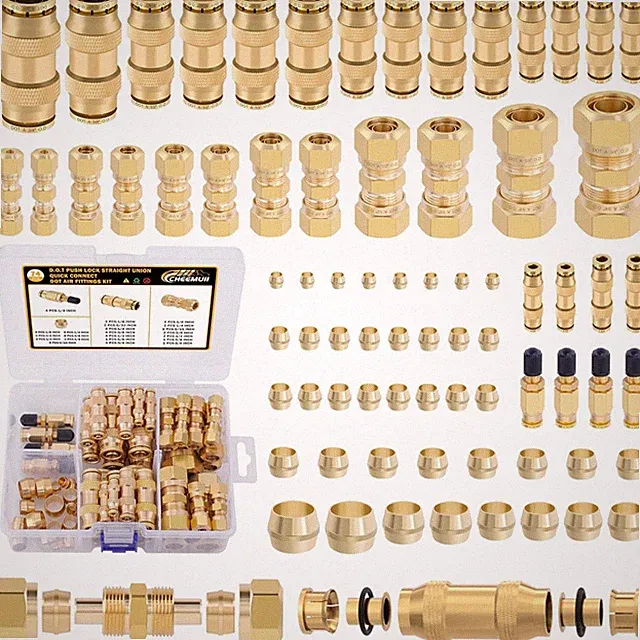 74 PCS Brass DOT Air Fittings - Ideal for Automotive & Plumbing Repairs
