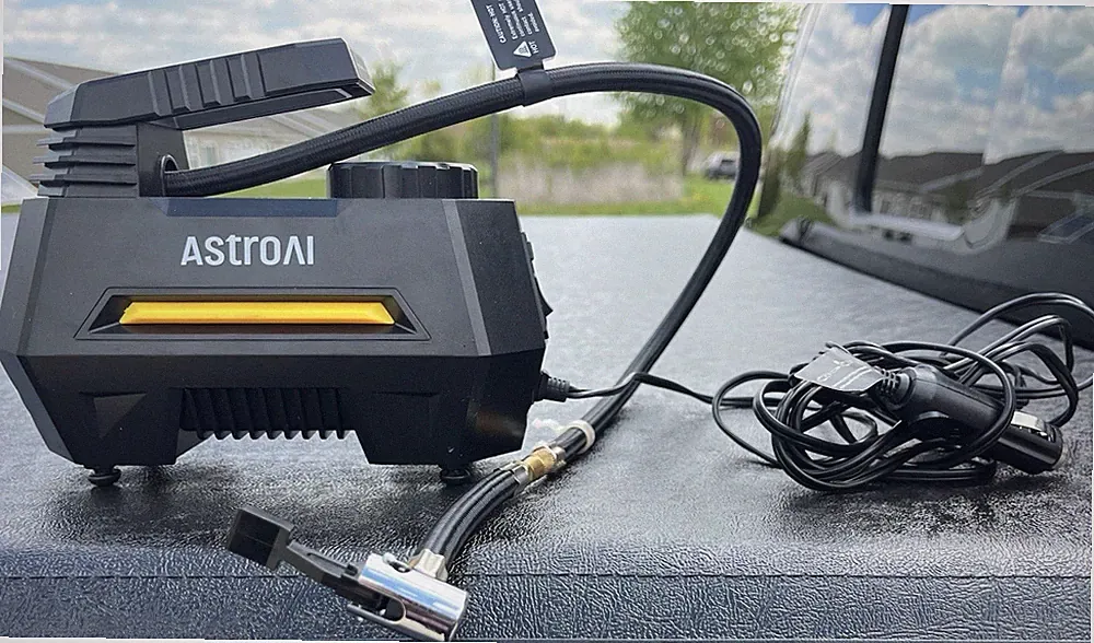 AstroAI Portable 12V Oil-Free Air Compressor, Corded Electric, Black/Yellow