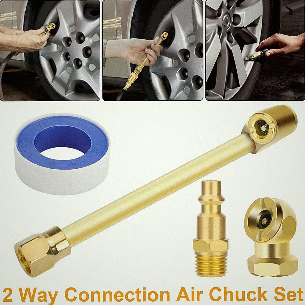 Dual Head Air Chuck Set Tire Air Fill Kit for Tire Inflator Gauge Air Compressor